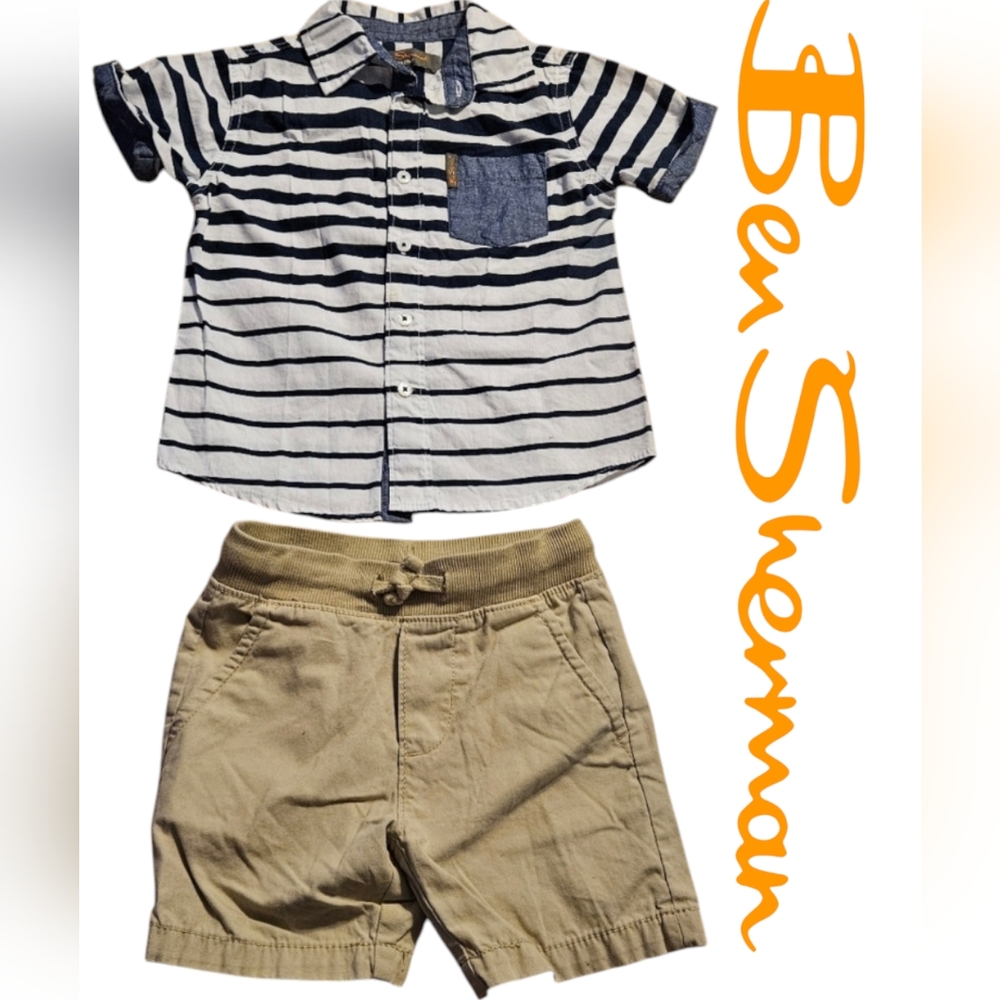 BEN SHERMAN Button-up Shirt and Short Set, Boy's 3T